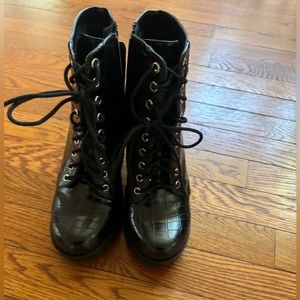 SODA Lace Up Womens Black Platform Booties